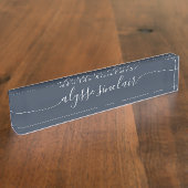 Porte-nom Pour Bureau Script de calligraphie élégante bleu et blanc de l (Taille)