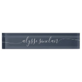Porte-nom Pour Bureau Script de calligraphie élégante bleu et blanc de l (Devant)