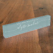 Porte-nom Pour Bureau Script de calligraphie élégante et Turquoise Dusty (Taille)