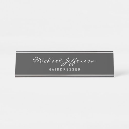 Porte-nom Pour Bureau Script de coiffeur professionnel (Devant)