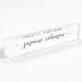 Porte-nom Pour Bureau Script de signature professionnel blanc simple