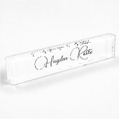 Porte-nom Pour Bureau Script de signature professionnelle blanc