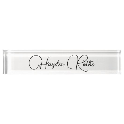 Porte-nom Pour Bureau Script de signature professionnelle blanc (Devant)