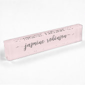 Porte-nom Pour Bureau Script de signature professionnelle Blush Pink