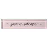 Porte-nom Pour Bureau Script de signature professionnelle Blush Pink (Devant)