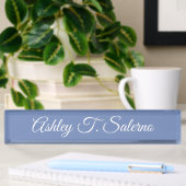 Porte-nom Pour Bureau Script d'écriture moderne Blue Grey