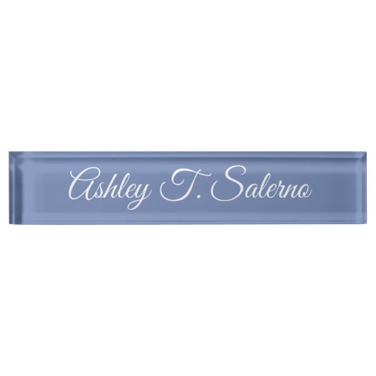Porte-nom Pour Bureau Script d'écriture moderne Blue Grey (Devant)