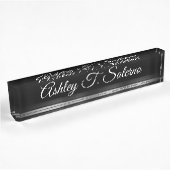 Porte-nom Pour Bureau Script d'écriture moderne noir gris
