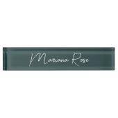 Porte-nom Pour Bureau Script manuscrit Élégant Épice Vert (Devant)