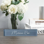 Porte-nom Pour Bureau Script manuscrit Harbour Blue Elegant