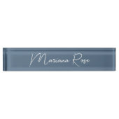 Porte-nom Pour Bureau Script manuscrit Harbour Blue Elegant (Devant)