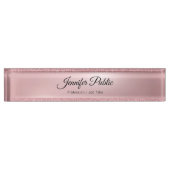 Porte-nom Pour Bureau Script manuscrit Rose Gold Parties scintillant Cla (Devant)