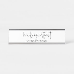 Porte-nom Pour Bureau Script minimaliste moderne simple professionnel