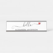 Porte-nom Pour Bureau Script moderne minimal Hello Coeur (Devant)