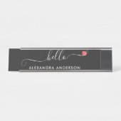 Porte-nom Pour Bureau Script moderne minimal Hello Coeur (Devant)
