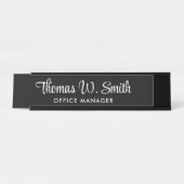 Porte-nom Pour Bureau Script moderne noir professionnel (Devant)