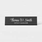 Porte-nom Pour Bureau Script moderne noir professionnel (Devant)