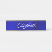 Porte-nom Pour Bureau Script Monoline Stylistique Dark Royal Blue (Devant)