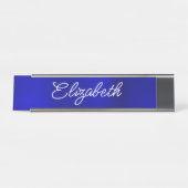 Porte-nom Pour Bureau Script Monoline Stylistique Dark Royal Blue (Devant)