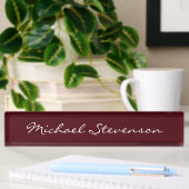 Porte-nom Pour Bureau Script professionnel moderne rouge Business Namepl