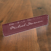 Porte-nom Pour Bureau Script professionnel moderne rouge Business Namepl (Taille)