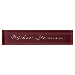 Porte-nom Pour Bureau Script professionnel moderne rouge Business Namepl