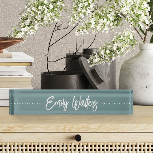 Porte-nom Pour Bureau Script Turquoise foncé et pointu