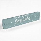 Porte-nom Pour Bureau Script Turquoise foncé et pointu