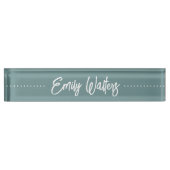 Porte-nom Pour Bureau Script Turquoise foncé et pointu (Devant)