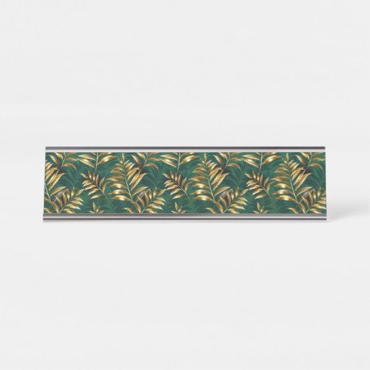 Porte-nom Pour Bureau Seamless pattern with golden ferns (Devant)