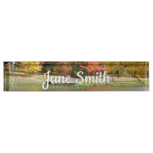 Porte-nom Pour Bureau Sept sources Pont d'automne III Paysage d'automne