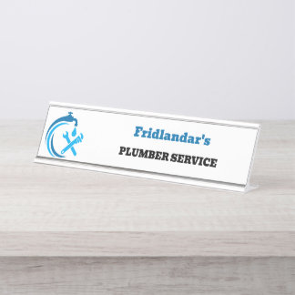Porte-nom Pour Bureau Service de plomberie Logo goutte d'eau bleue plomb