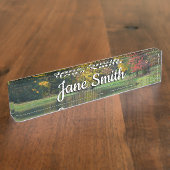 Porte-nom Pour Bureau Seven Springs Fall Bridge II Autumn Paysage (Taille)