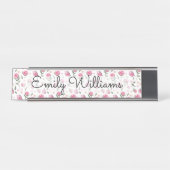 Porte-nom Pour Bureau Shabby Chic Minuscule Roses Pretty Rose Blanc Femi (Devant)