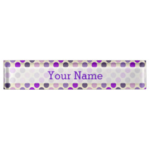 Porte-nom Pour Bureau Shades of Purple Polka Dots by Shirley Taylor