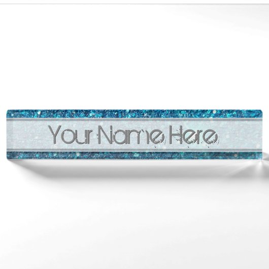 Porte-nom Pour Bureau Shine bleu extravagant (Devant)