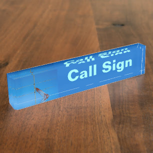 Porte-nom Pour Bureau Signal d'appel radio amateur et antenne 2 bleu bg