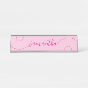 Porte-nom Pour Bureau Signature à boudin rose chaud