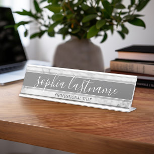 Porte-nom Pour Bureau Signature à la mode et titre de motif de marbre d