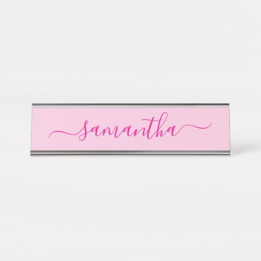 Porte-nom Pour Bureau Signature Fille Rose Chaud (Devant)