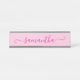 Porte-nom Pour Bureau Signature mignonne rose chaud