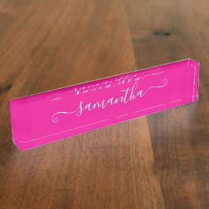 Porte-nom Pour Bureau Signature mignonne rose et blanc chaud