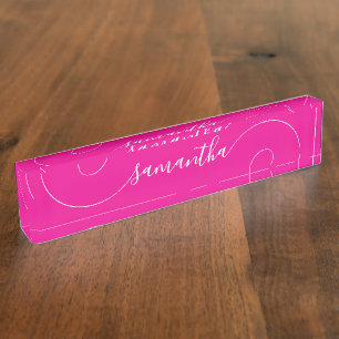Porte-nom Pour Bureau Signature rose et blanc chaud