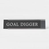 Porte-nom Pour Bureau Signe moderne de Digger noir et blanc (Devant)