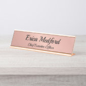 Porte-nom Pour Bureau SIGNE rose Gold Girly Blush Pink Desk (Devant)