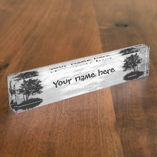 Porte-nom Pour Bureau Silhouette de l'arbre