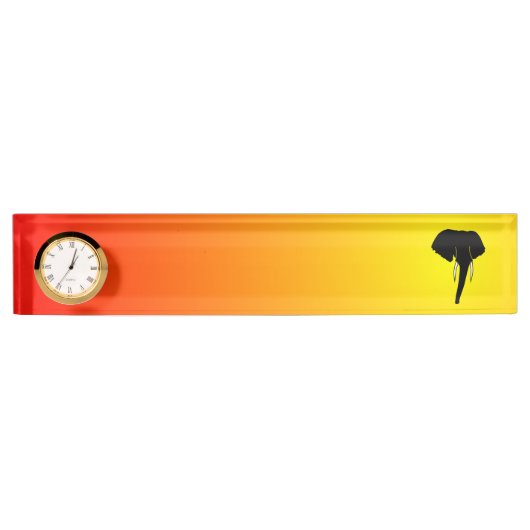 Porte-nom Pour Bureau Silhouette d'éléphant africain (Devant)