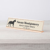 Porte-nom Pour Bureau Silhouette noire moderne de cheval (Devant)