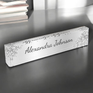 Porte-nom Pour Bureau Silver Business Professional Parties scintillant é