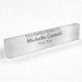Porte-nom Pour Bureau Silver Grey Professionnel Unique Classique Simple